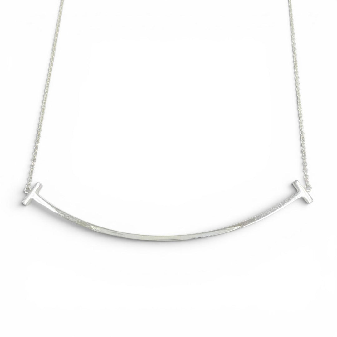 Great TIFFANY&Co. Necklace T Smile Pendant Large Silver AG925 Women