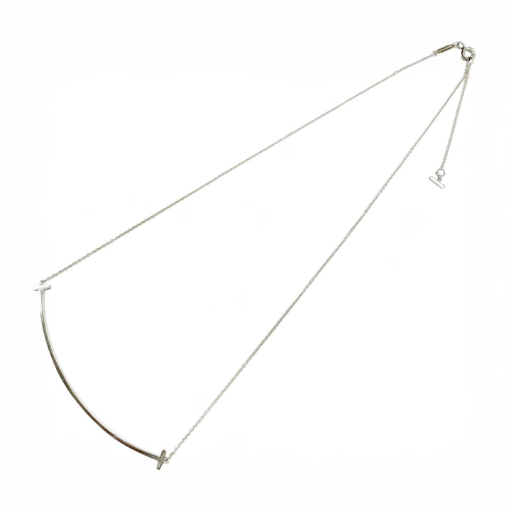 Great TIFFANY&Co. Necklace T Smile Pendant Large Silver AG925 Women
