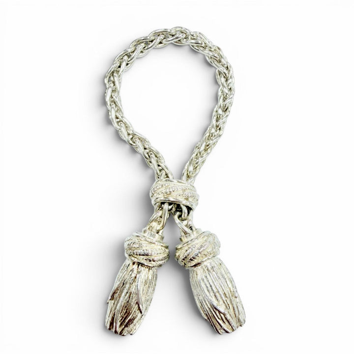 Excellent HERMES Scarf ring Crab Hallmark 70s Tassel Silver SV800 Women