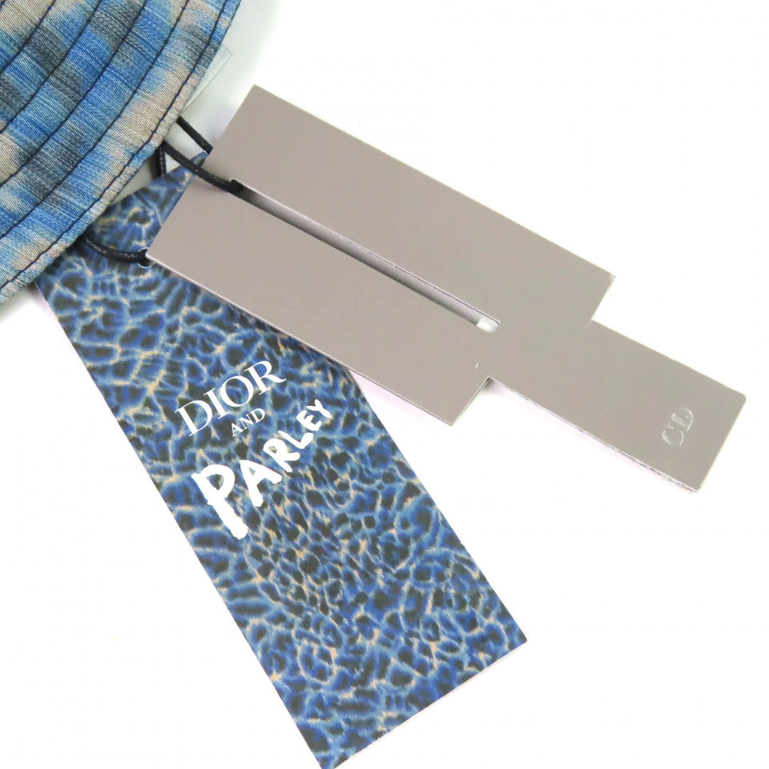 Pristine DIOR Parley hat Leopard Pattern Bucket Hat Blue mens M 293C906D5547