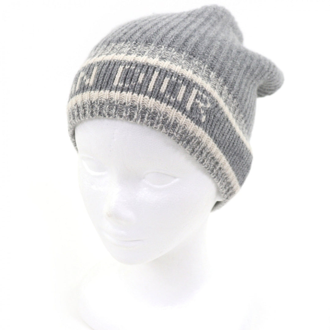 Excellent DIOR Knit cap 05DWI714I007 logo cable knit gray wool mens