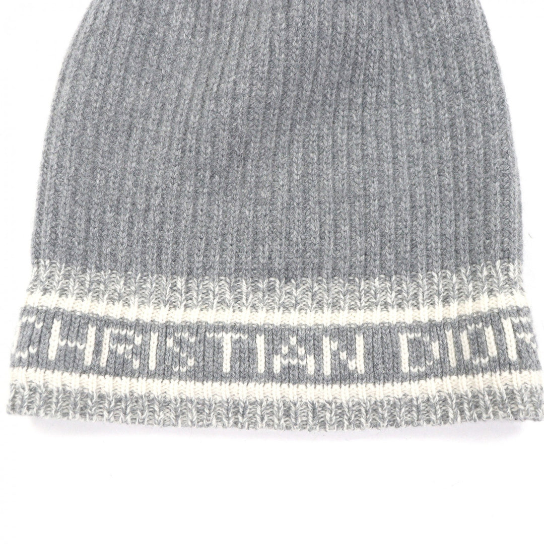 Excellent DIOR Knit cap 05DWI714I007 logo cable knit gray wool mens