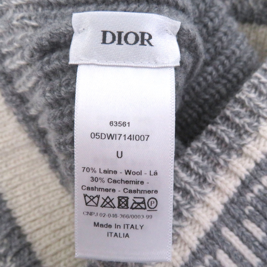 Excellent DIOR Knit cap 05DWI714I007 logo cable knit gray wool mens