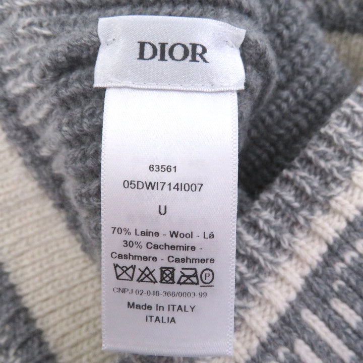 Excellent DIOR Knit cap 05DWI714I007 logo cable knit gray wool mens