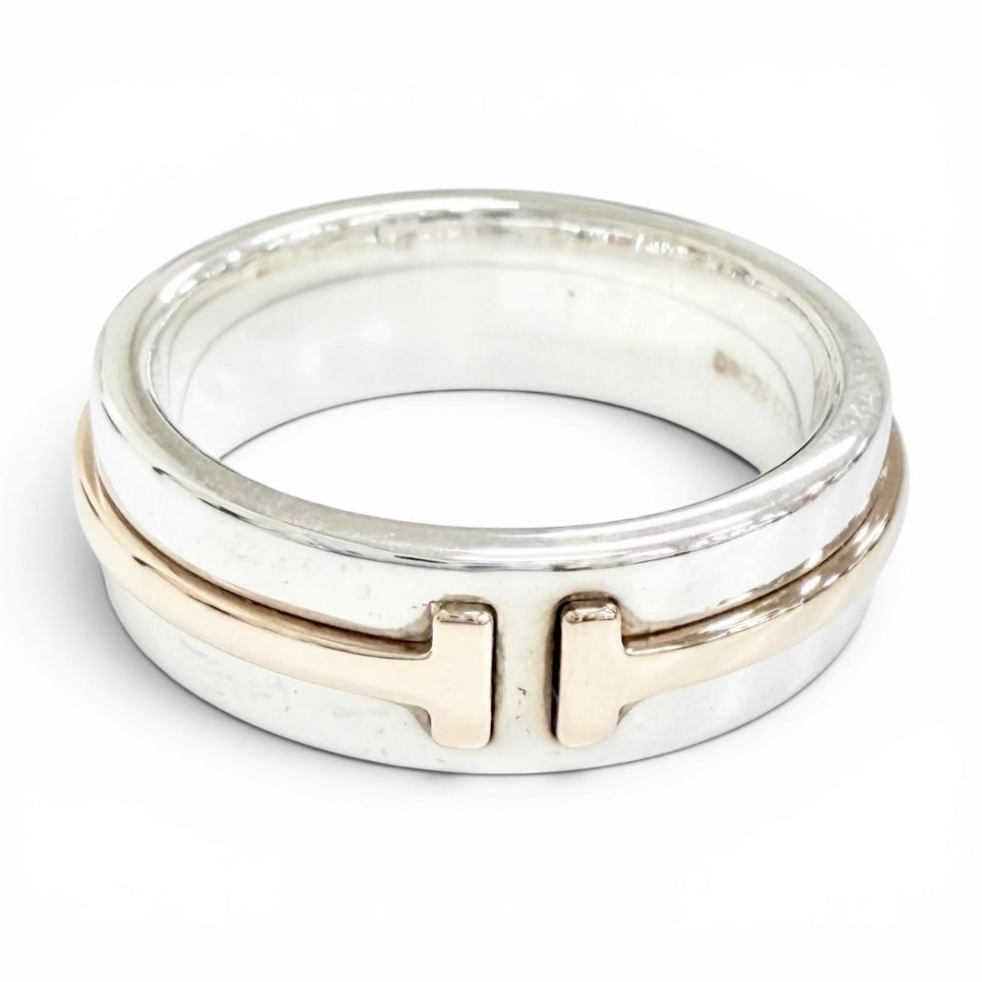 Great TIFFANY&Co. Ring ring T TWO Narrow Ring Silver AG925 Women