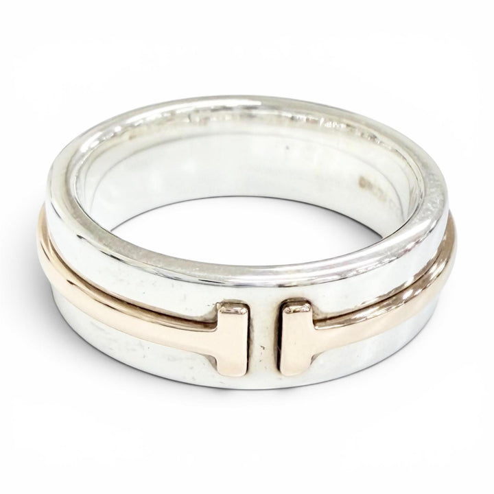 Great TIFFANY&Co. Ring ring T TWO Narrow Ring Silver AG925 Women