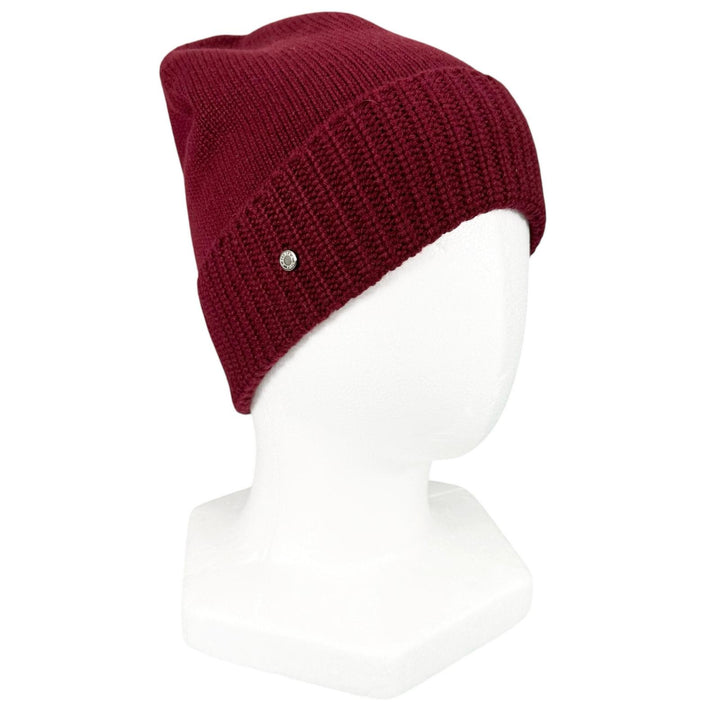 Excellent HERMES Knit cap Serie Beanie Knit Hat Bordeaux cashmere Women M
