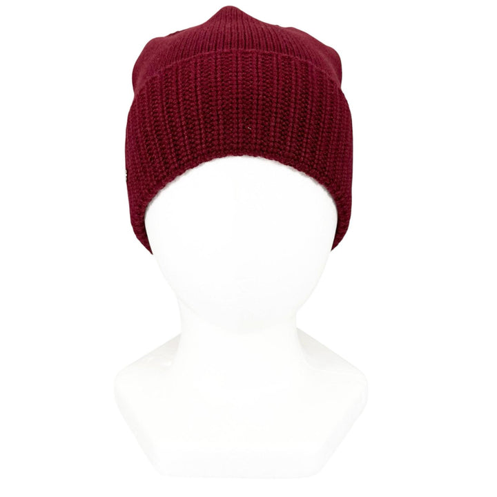 Excellent HERMES Knit cap Serie Beanie Knit Hat Bordeaux cashmere Women M
