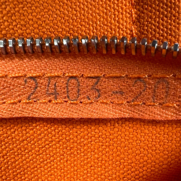 Excellent HERMES Pouch Bora Bora H logo 3-piece set Orange cotton Women
