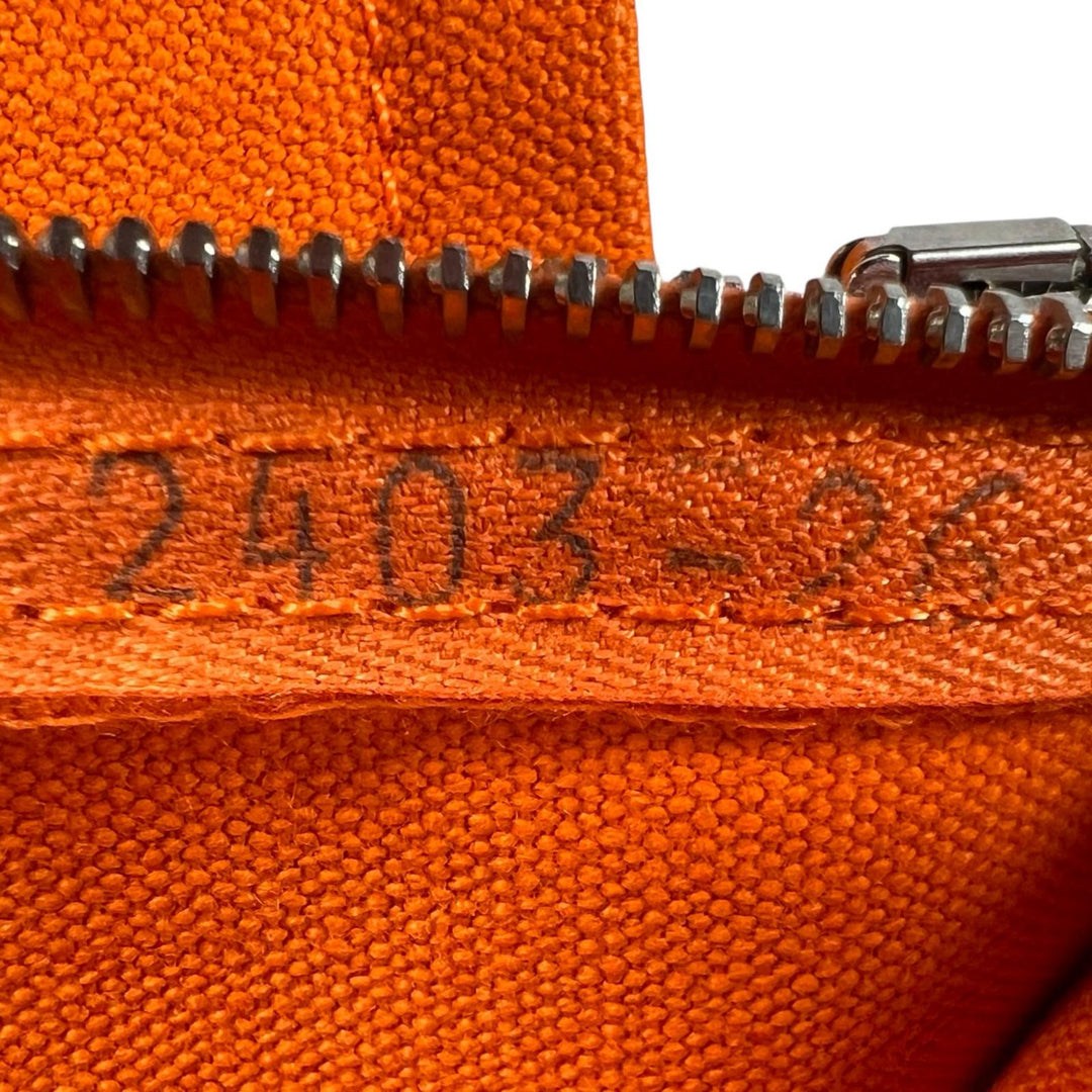 Excellent HERMES Pouch Bora Bora H logo 3-piece set Orange cotton Women