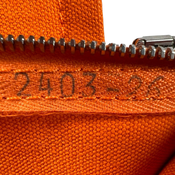 Excellent HERMES Pouch Bora Bora H logo 3-piece set Orange cotton Women