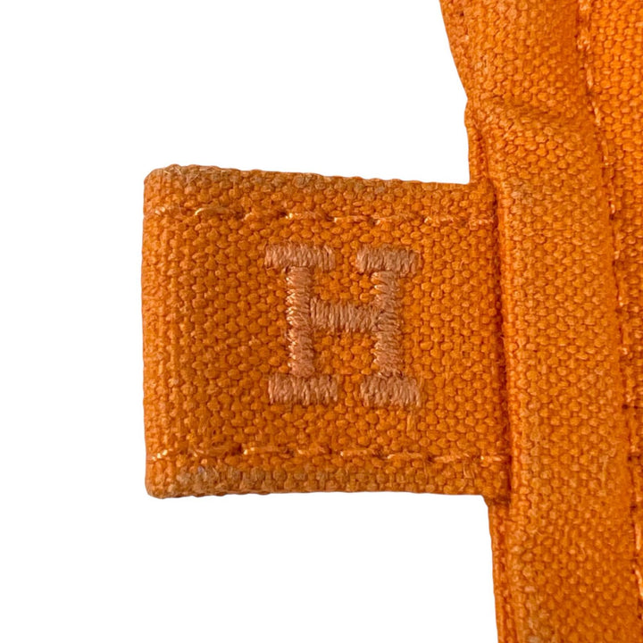 Excellent HERMES Pouch Bora Bora H logo 3-piece set Orange cotton Women
