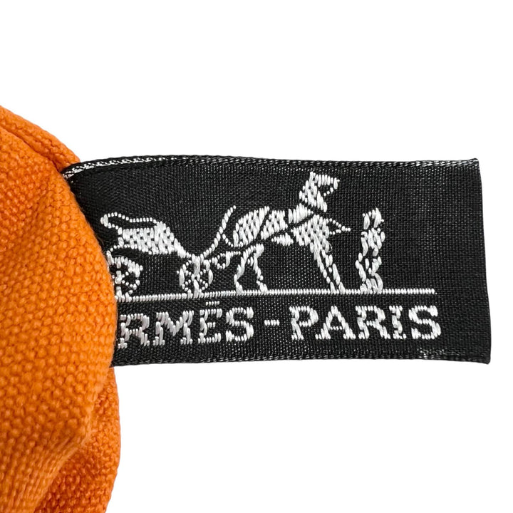 Excellent HERMES Pouch Bora Bora H logo 3-piece set Orange cotton Women