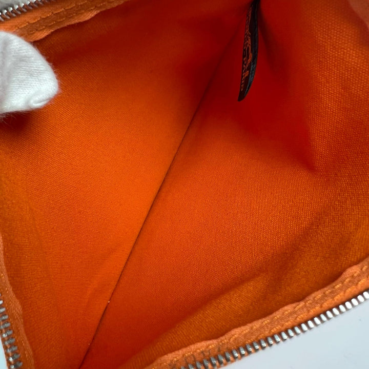 Excellent HERMES Pouch Bora Bora H logo 3-piece set Orange cotton Women