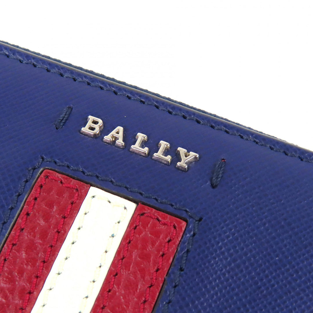 Excellent BALLY SALEN.S Metal Logo Bally Stripe Zip Around Leather Long Wallet