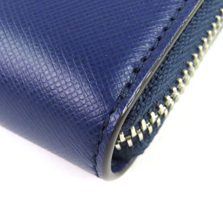 Excellent BALLY SALEN.S Metal Logo Bally Stripe Zip Around Leather Long Wallet