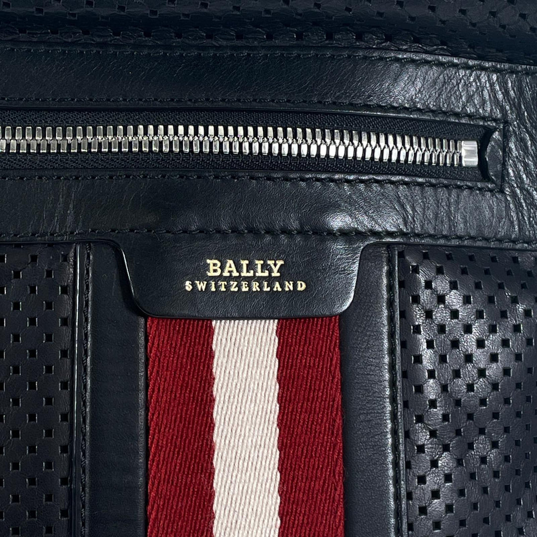 Great BALLY Shoulder Bag OTHAMAR-LG Perforated Stripe 2-Way Tote Bag black mens