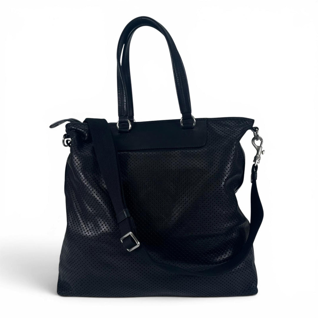 Great BALLY Shoulder Bag OTHAMAR-LG Perforated Stripe 2-Way Tote Bag black mens
