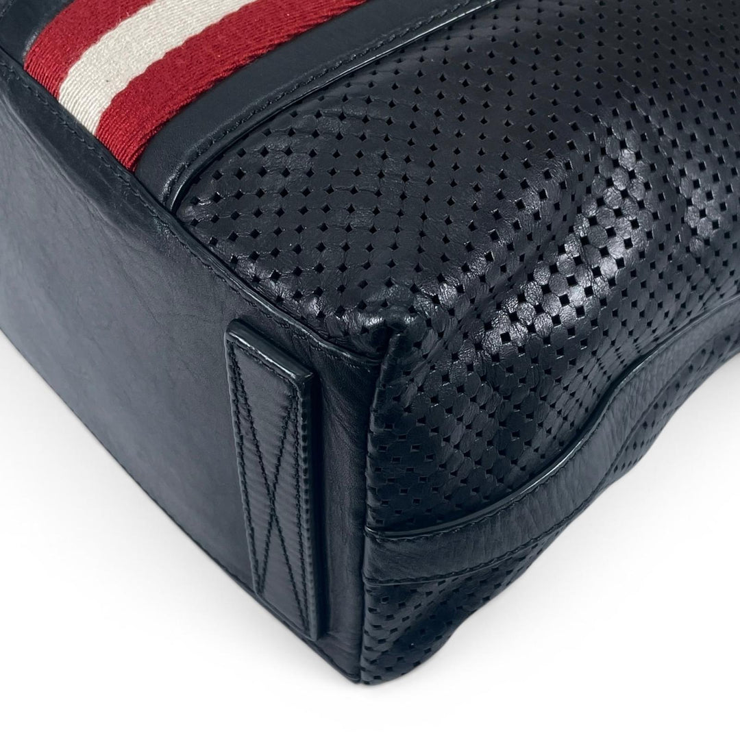 Great BALLY Shoulder Bag OTHAMAR-LG Perforated Stripe 2-Way Tote Bag black mens