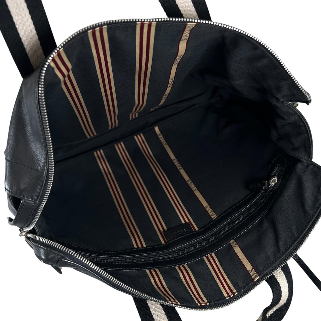 Great BALLY Briefcase Tigan Genuine Leather Two-Tone Stripe Trainspotting