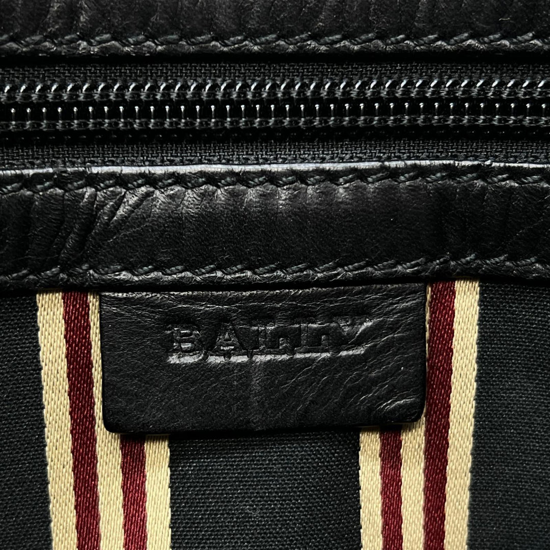 Great BALLY Briefcase Tigan Genuine Leather Two-Tone Stripe Trainspotting