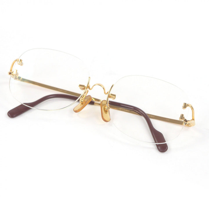 Great Cartier Glasses 2C Decor Two-Point Rimless gold mens