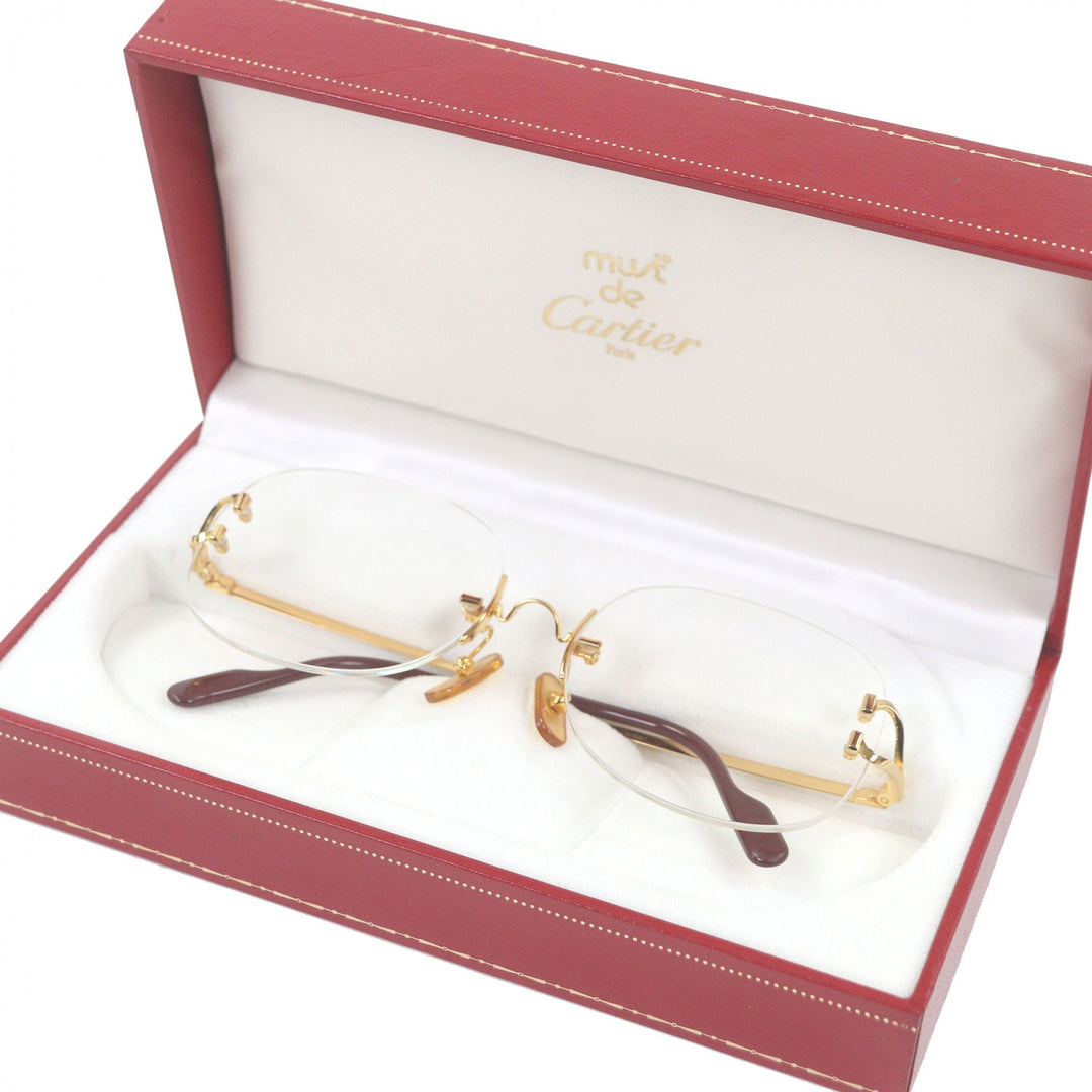 Great Cartier Glasses 2C Decor Two-Point Rimless gold mens