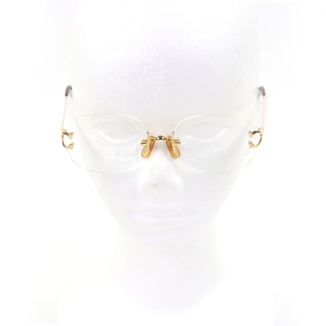 Great Cartier Glasses 2C Decor Two-Point Rimless gold mens