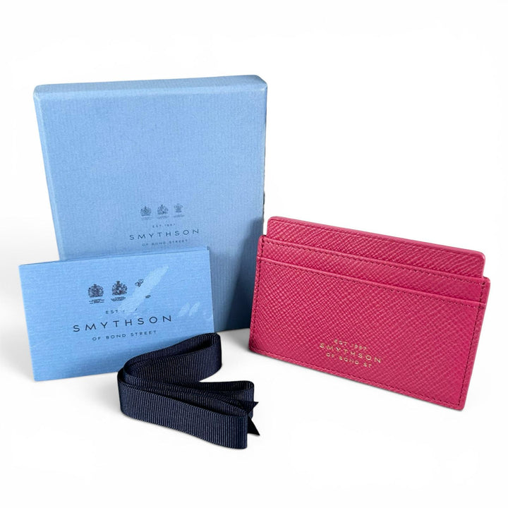 Pristine SMYTHSON Card Case PANAMA FLAT CARD HOLDER Logo-engraved business