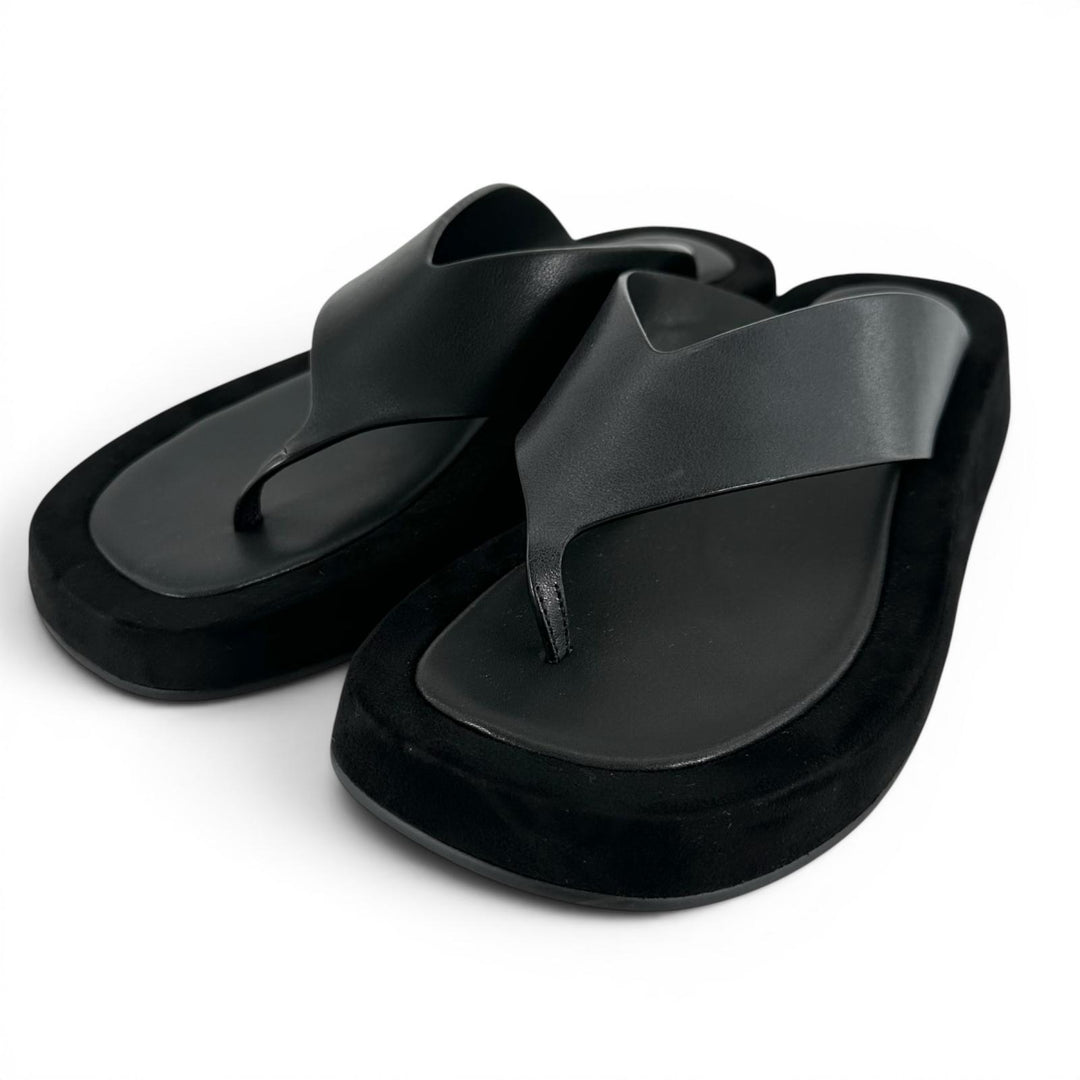 Excellent THE ROW Sandals GINZA Square toe black Suede leather Women 39