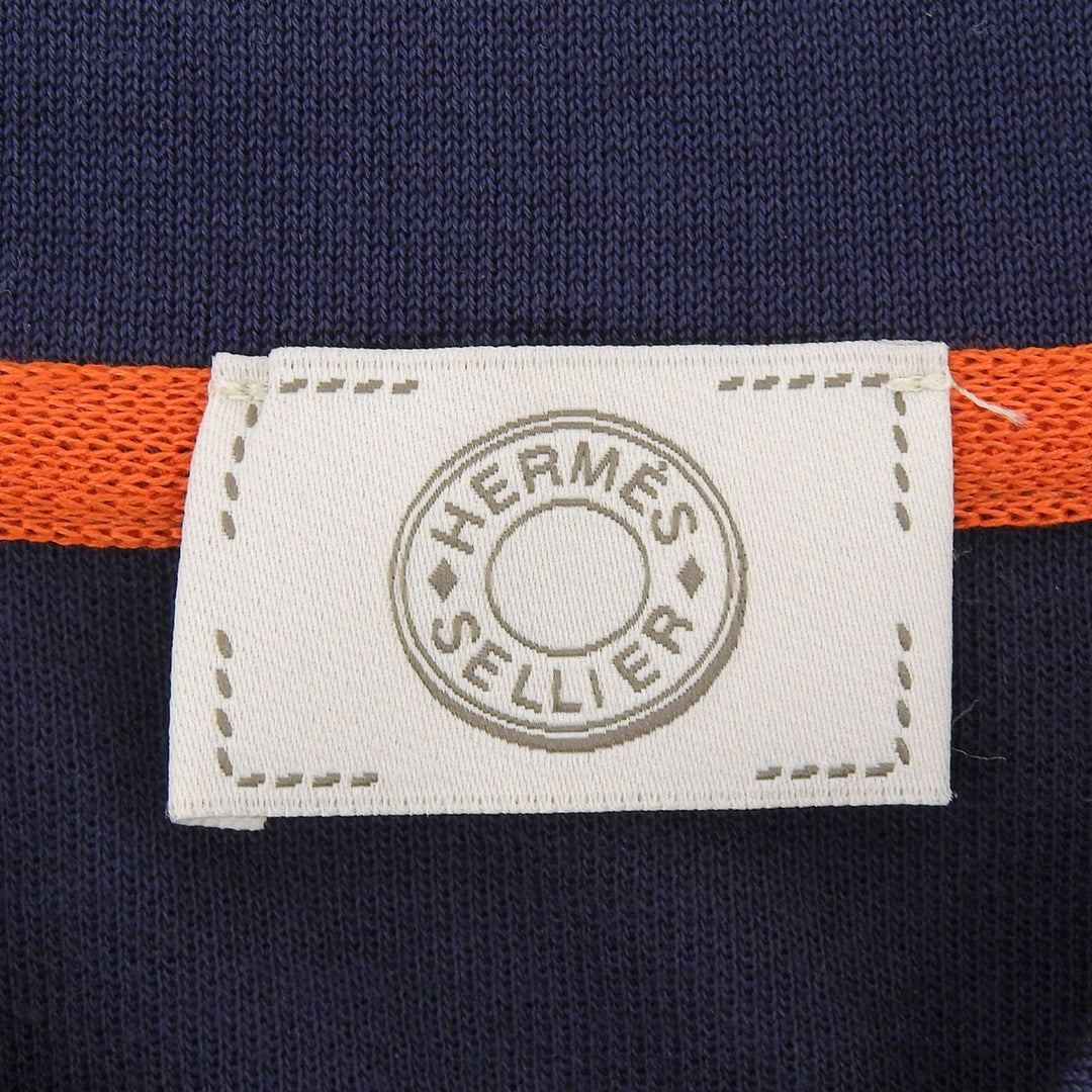 Pristine HERMES Short sleeve polo shirt Navy cotton mens M