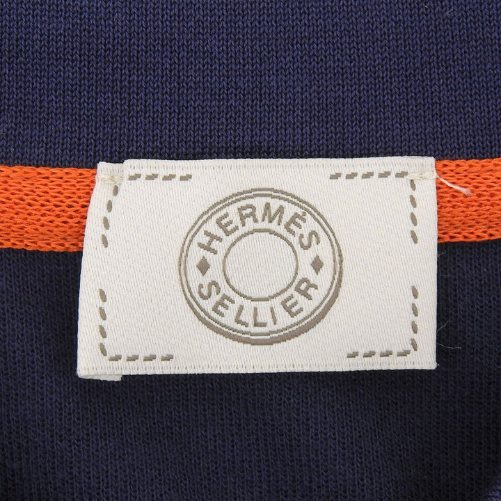 Pristine HERMES Short sleeve polo shirt Navy cotton mens M