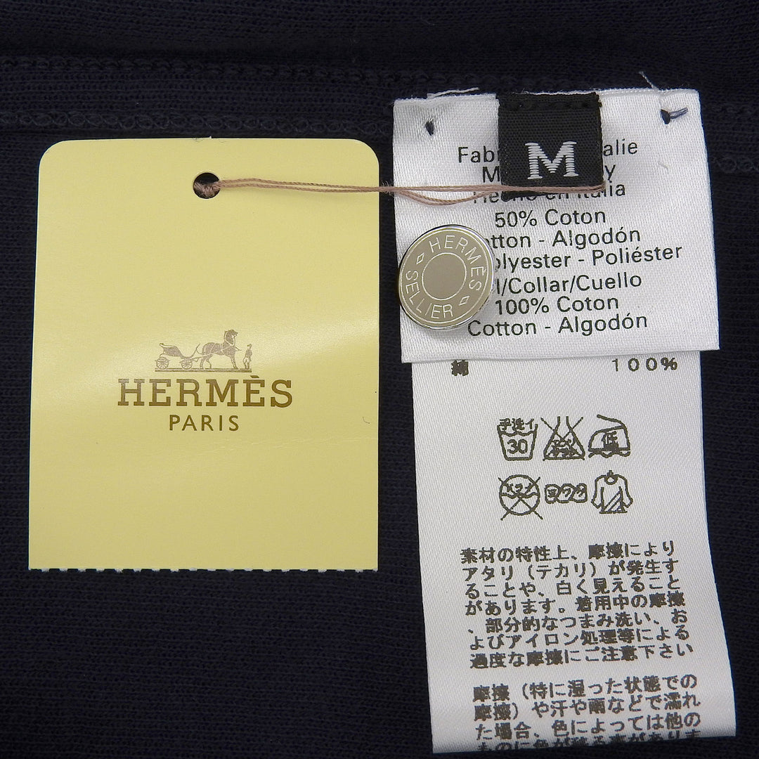Pristine HERMES Short sleeve polo shirt Navy cotton mens M