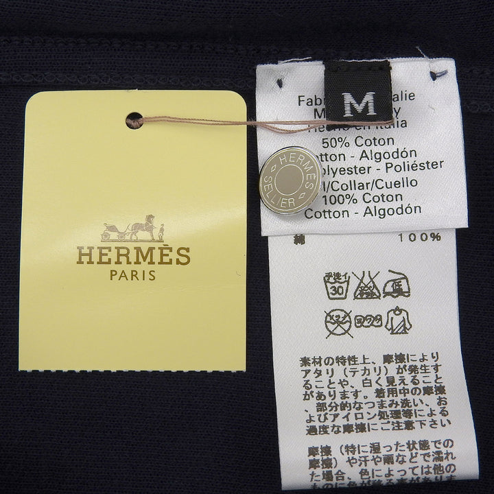 Pristine HERMES Short sleeve polo shirt Navy cotton mens M