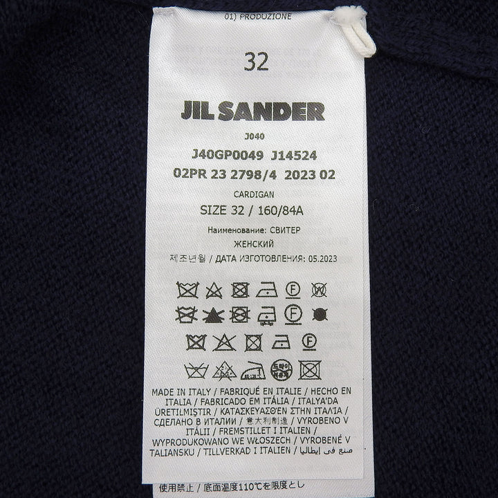 Excellent JIL SANDER+ cardigan Navy wool Women 32 J40Gold Plated0049