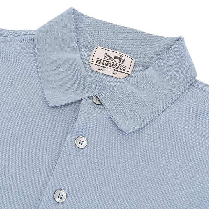 Pristine HERMES Short sleeve polo shirt Light blue cotton mens L