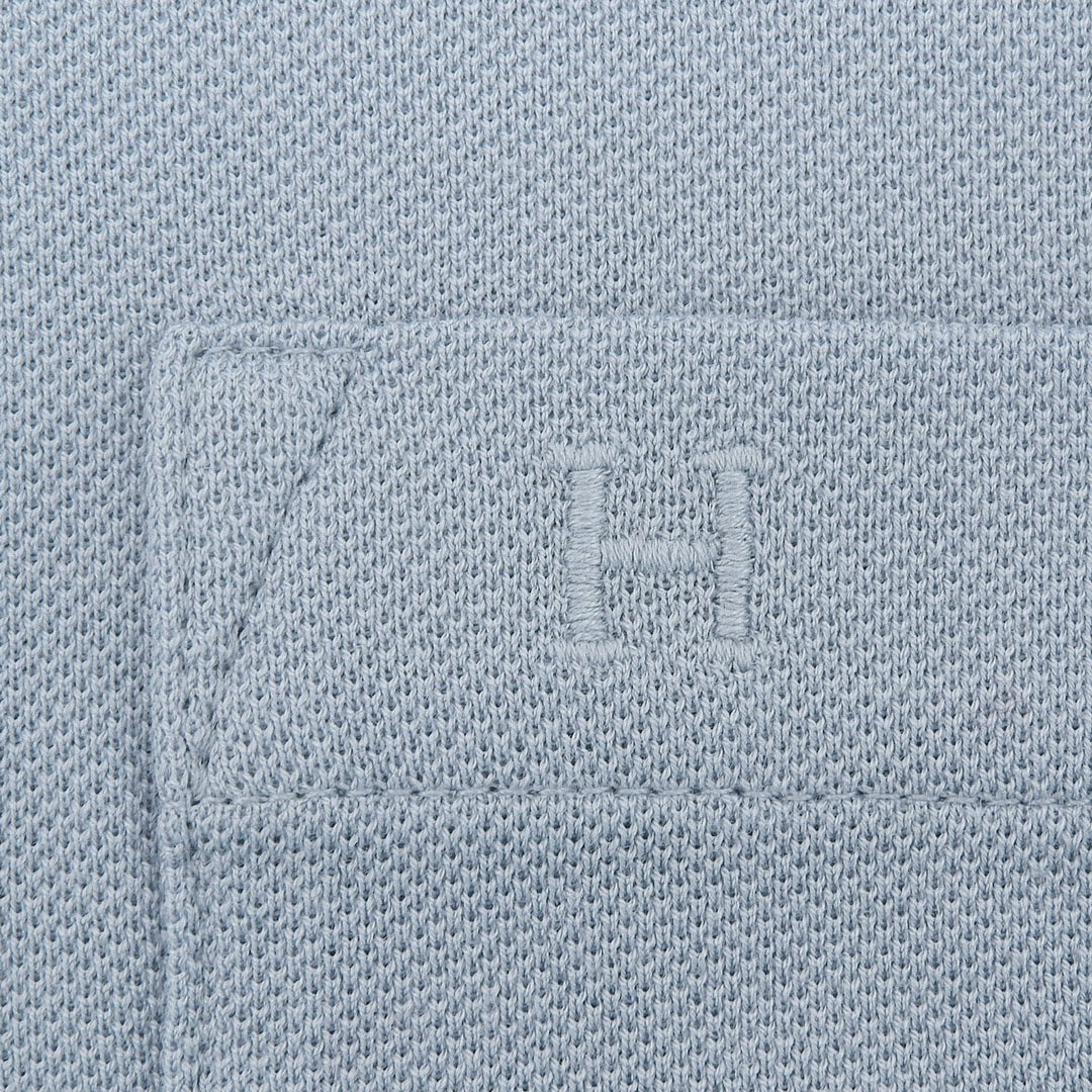 Pristine HERMES Short sleeve polo shirt Light blue cotton mens L