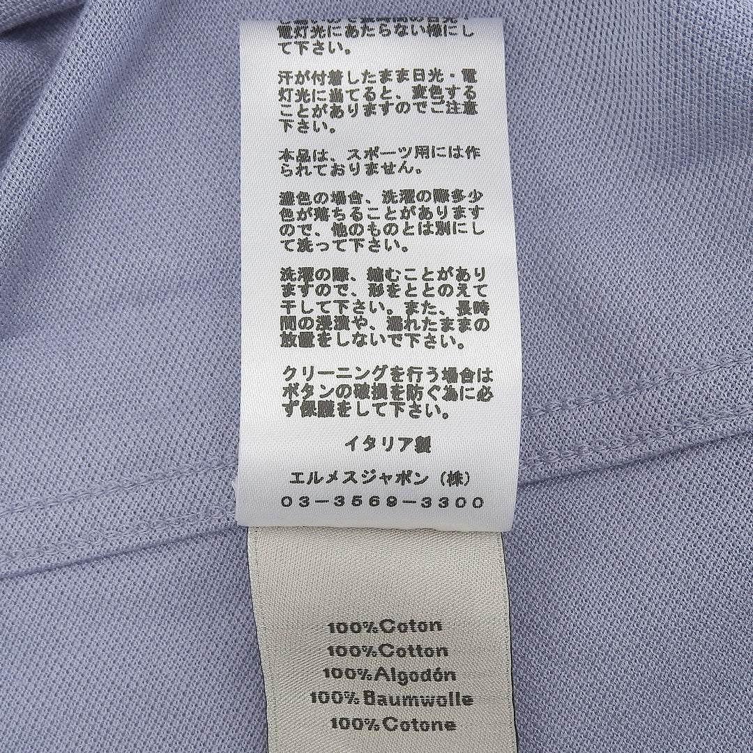Pristine HERMES Short sleeve polo shirt Light blue cotton mens L