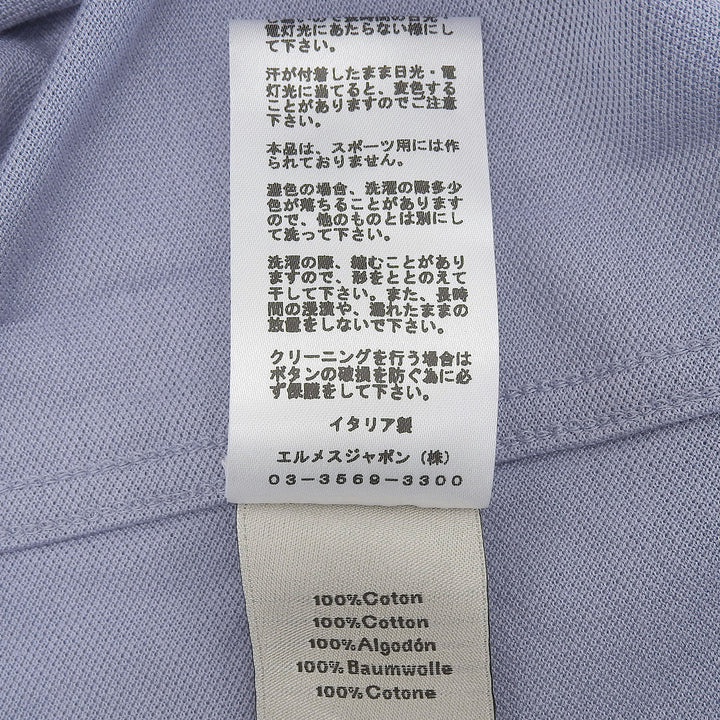 Pristine HERMES Short sleeve polo shirt Light blue cotton mens L