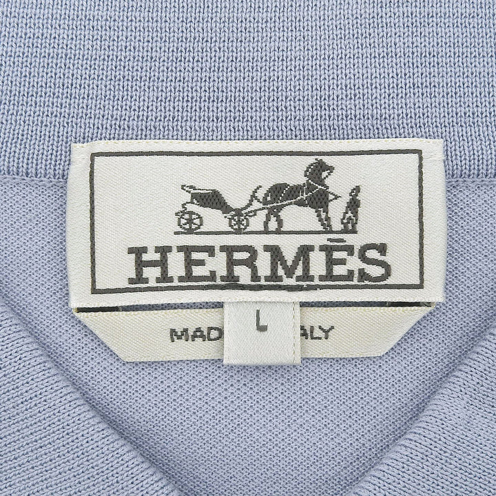 Pristine HERMES Short sleeve polo shirt Light blue cotton mens L