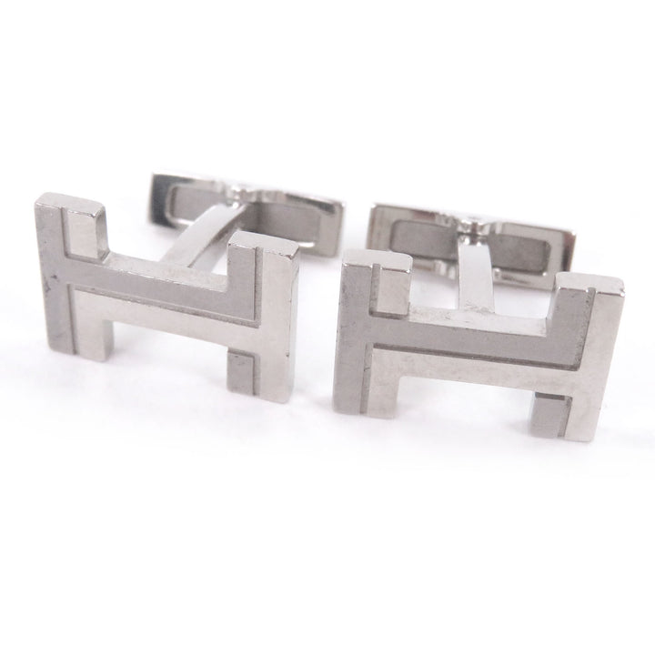 Great HERMES Cufflinks cufflinks H logo Silver mens