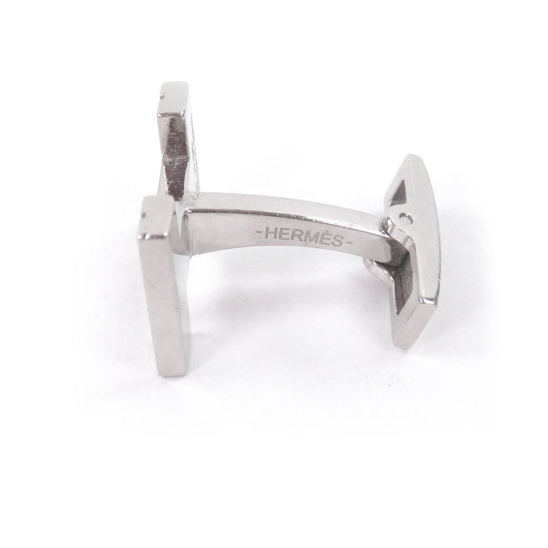 Great HERMES Cufflinks cufflinks H logo Silver mens