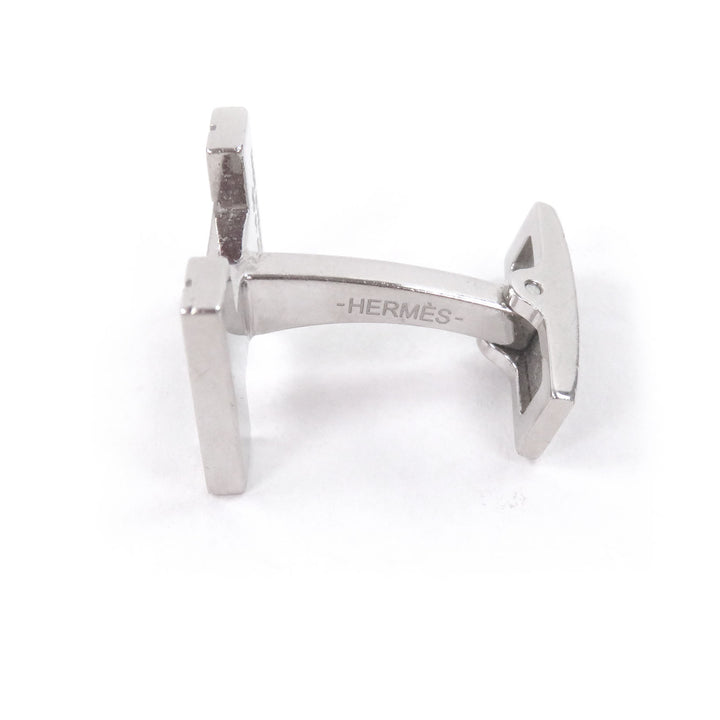 Great HERMES Cufflinks cufflinks H logo Silver mens