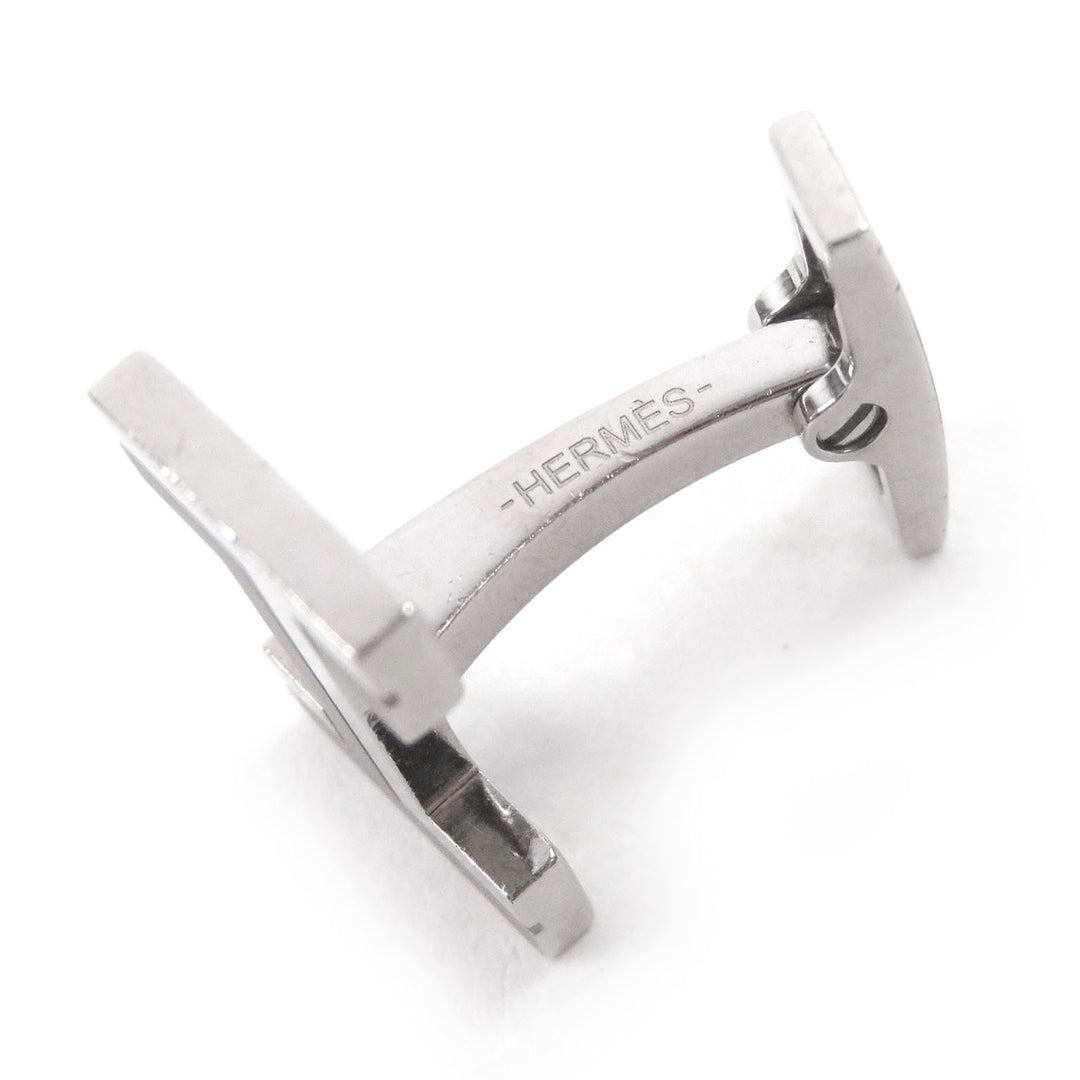 Great HERMES Cufflinks cufflinks H logo Silver mens