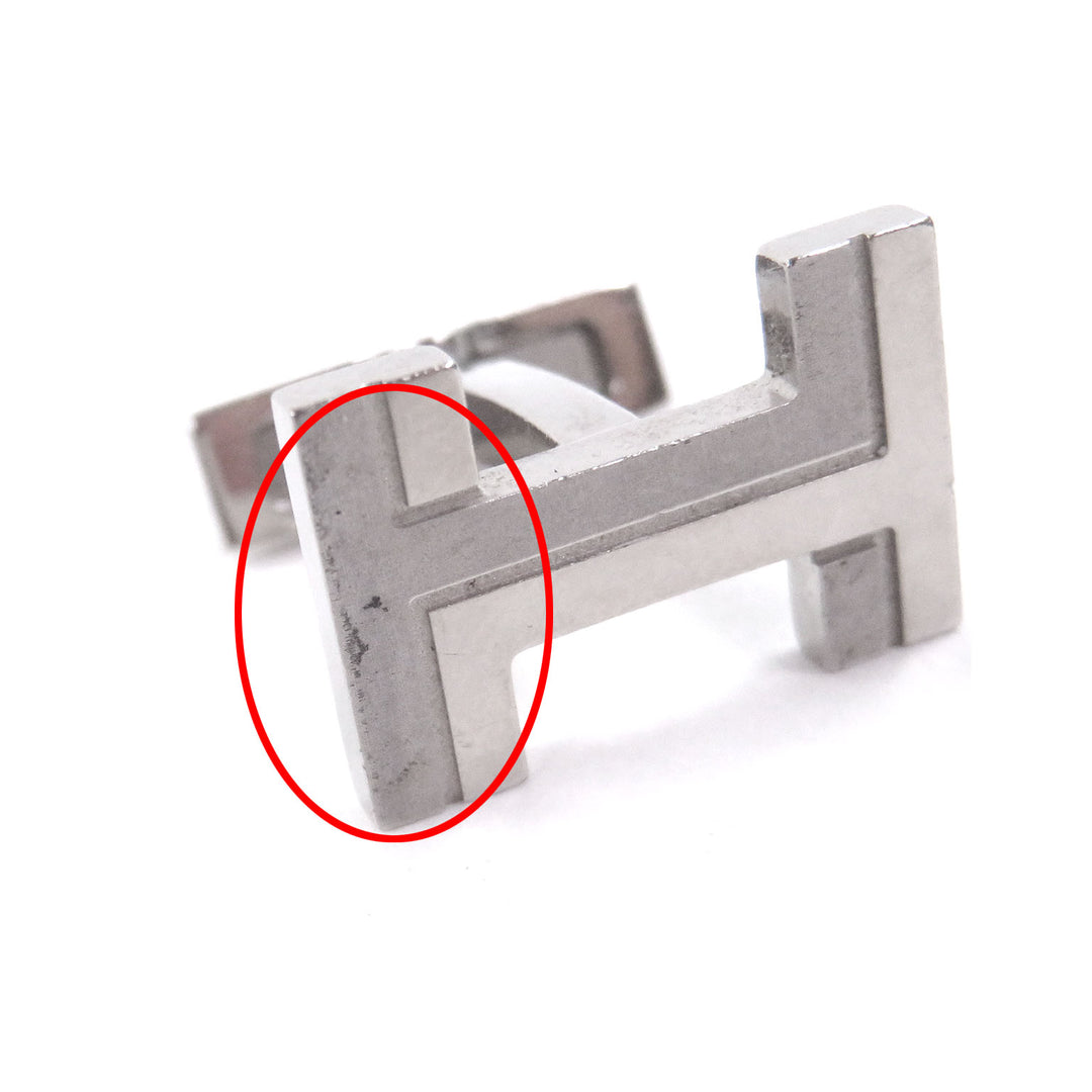 Great HERMES Cufflinks cufflinks H logo Silver mens