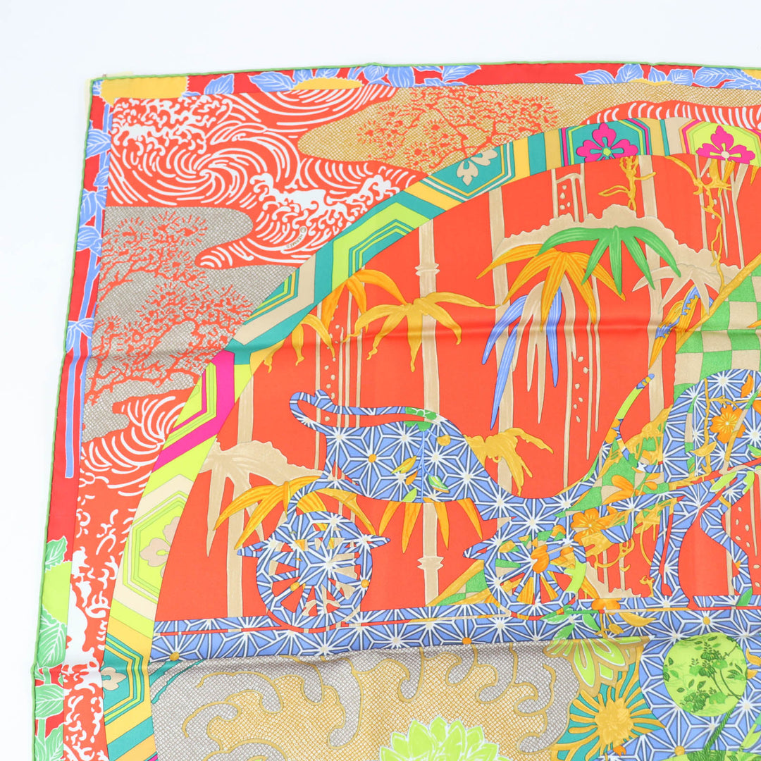 Pristine HERMES scarf EX LIBRIS EN KIMONOS Kimono Ex Libris silk Women