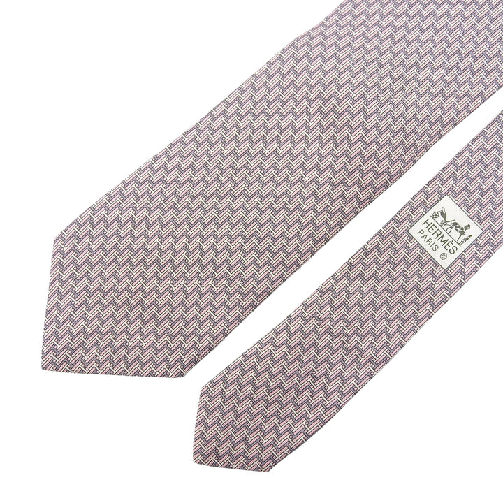 Pristine HERMES tie pink silk mens 605680