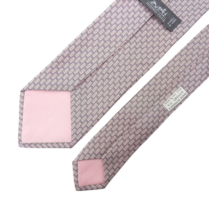 Pristine HERMES tie pink silk mens 605680