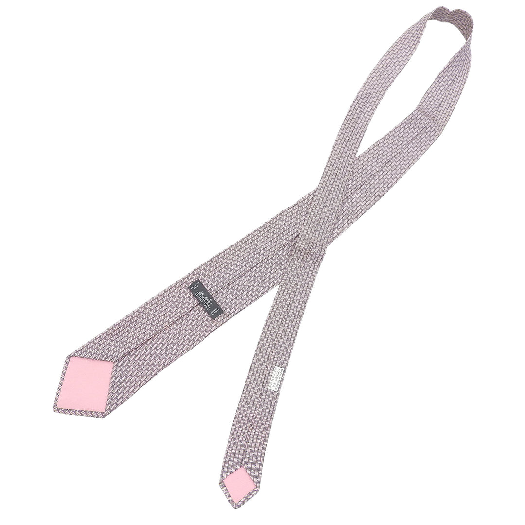 Pristine HERMES tie pink silk mens 605680