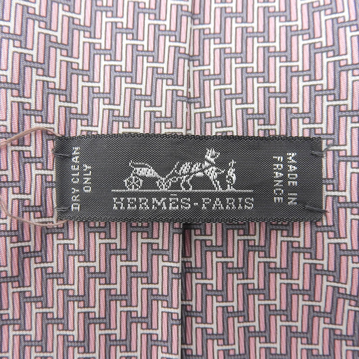 Pristine HERMES tie pink silk mens 605680